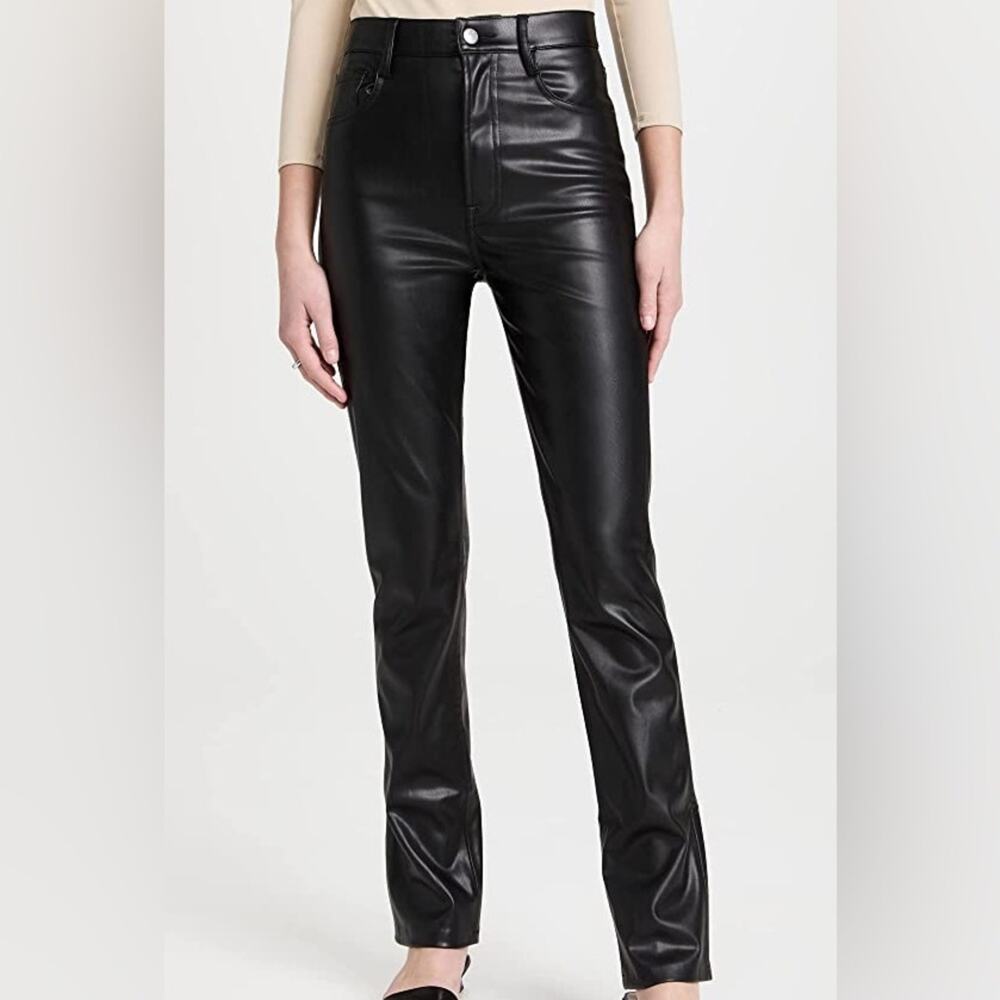 7 For All Mankind Black Faux Leather Slim Leg Pants Small